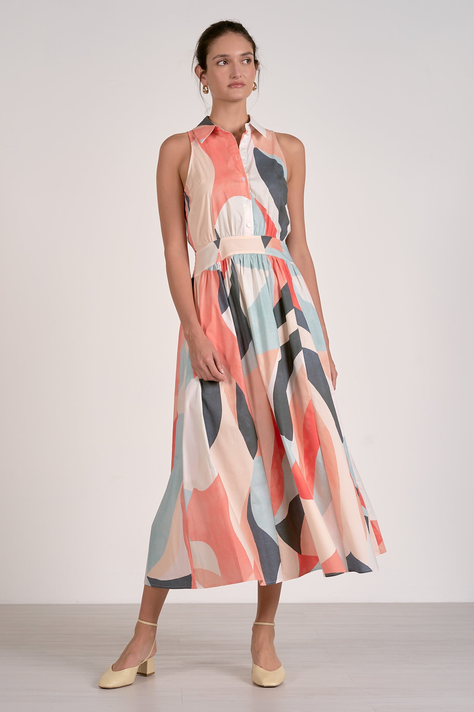 Elan Maxi Collared Dress with Waistband – Amore & Fede