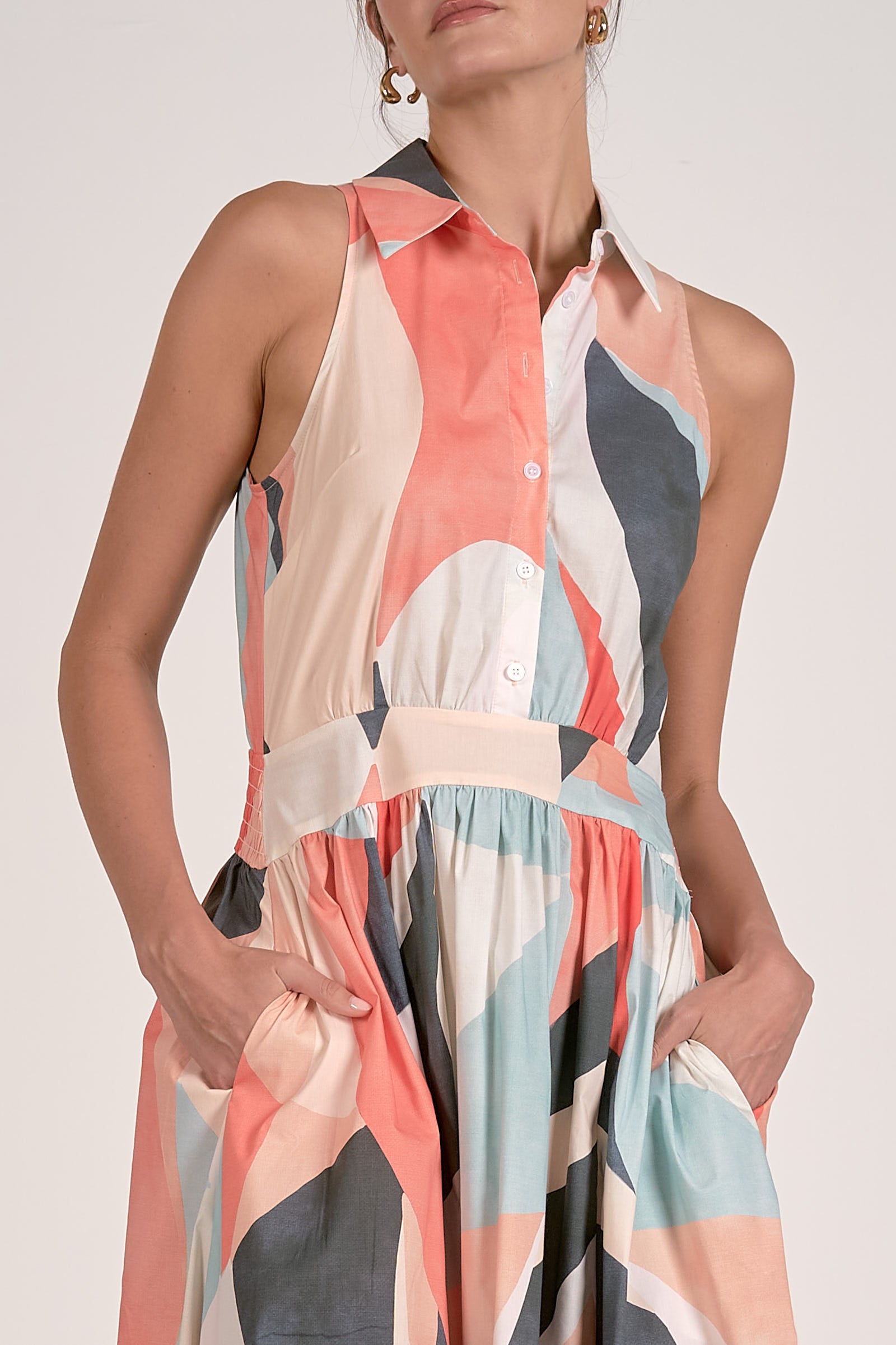 Elan Maxi Collared Dress with Waistband Amore & Fede Elan Maxi Collared Dress with Waistband Amore & Fede