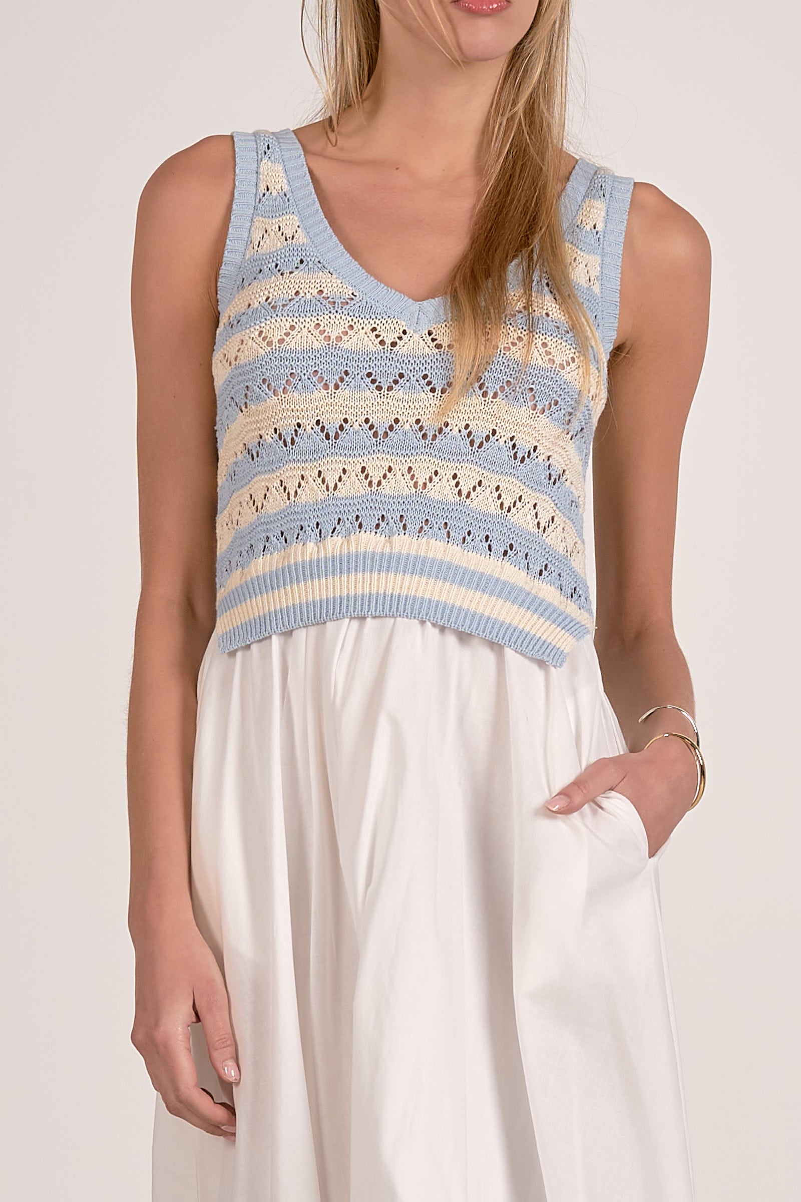 Elan Midi Woven & Knit Mix Dress
