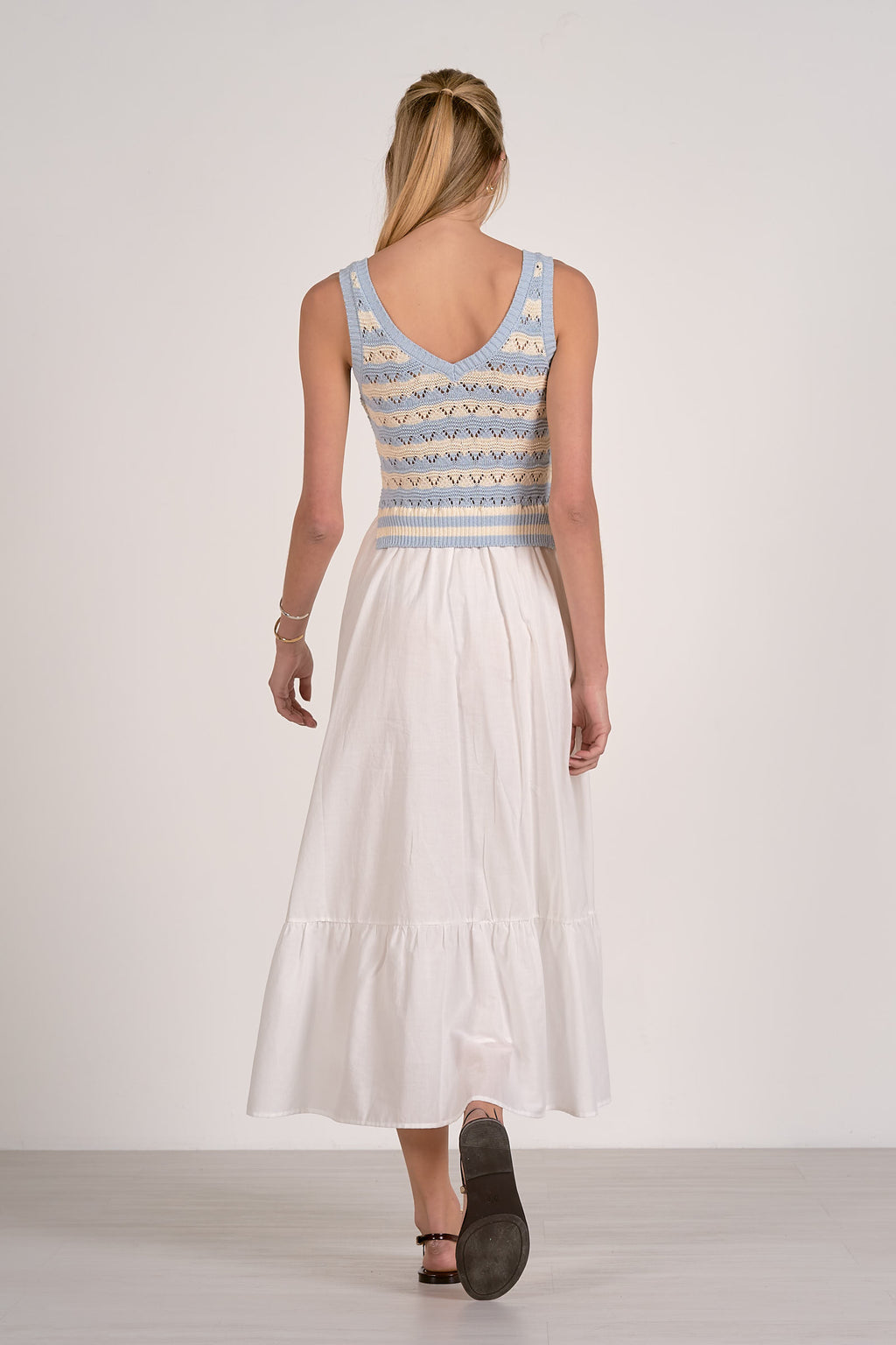 Elan Midi Woven & Knit Mix Dress