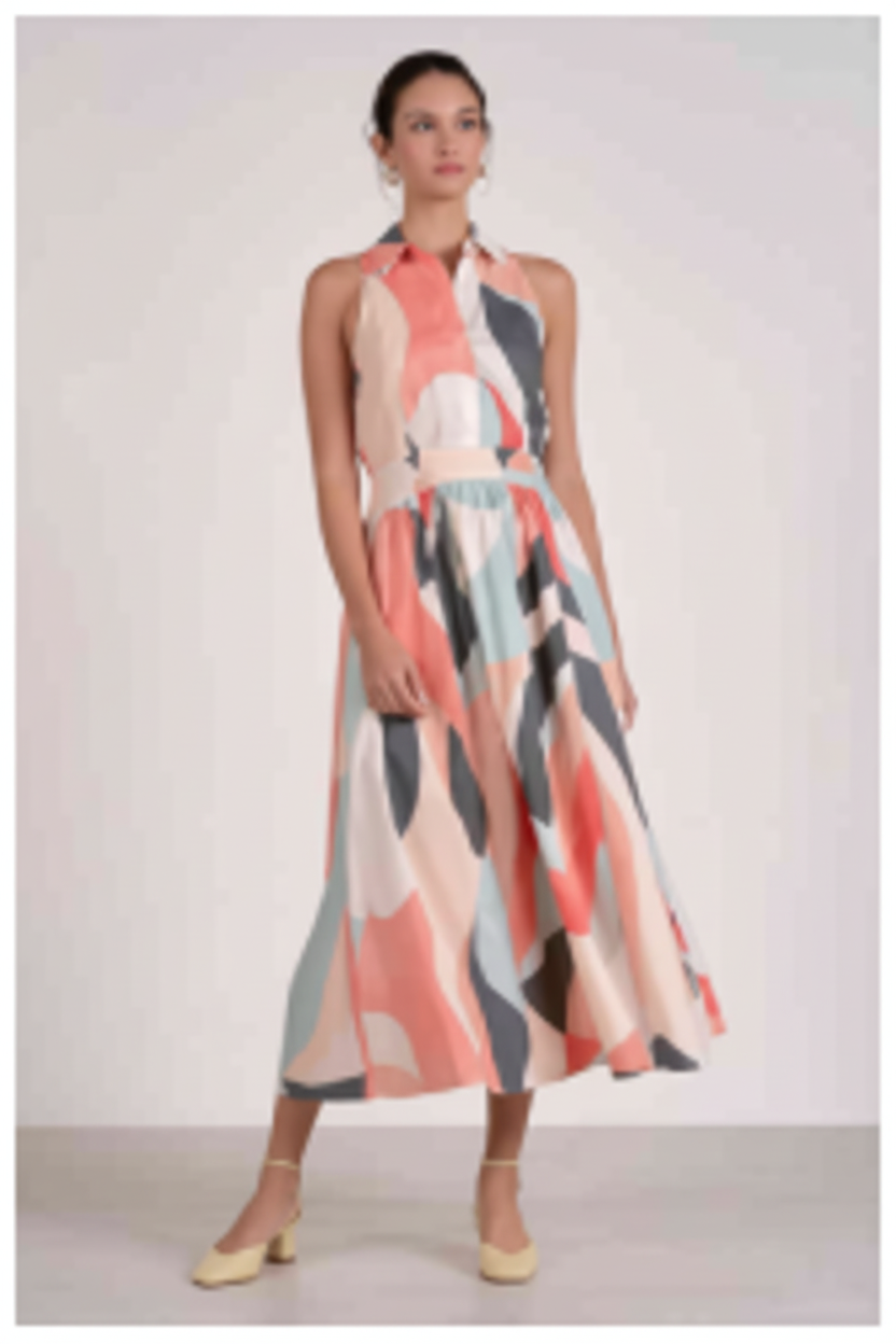 Elan Maxi Collared Dress with Waistband